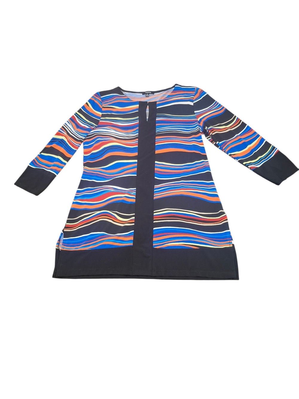 Premise Black Tunic with Multicolor Wave Stripes